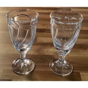 Set Of 2 Noritake Sweet Swirl Clear Glasses 7.5” Water Iced Tea Goblets